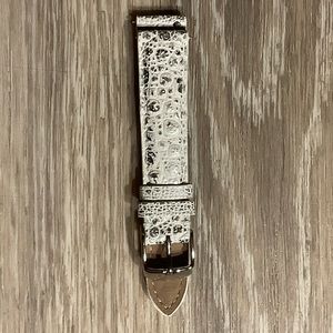 COPY - Michele White & Silver 18mm Leather Strap